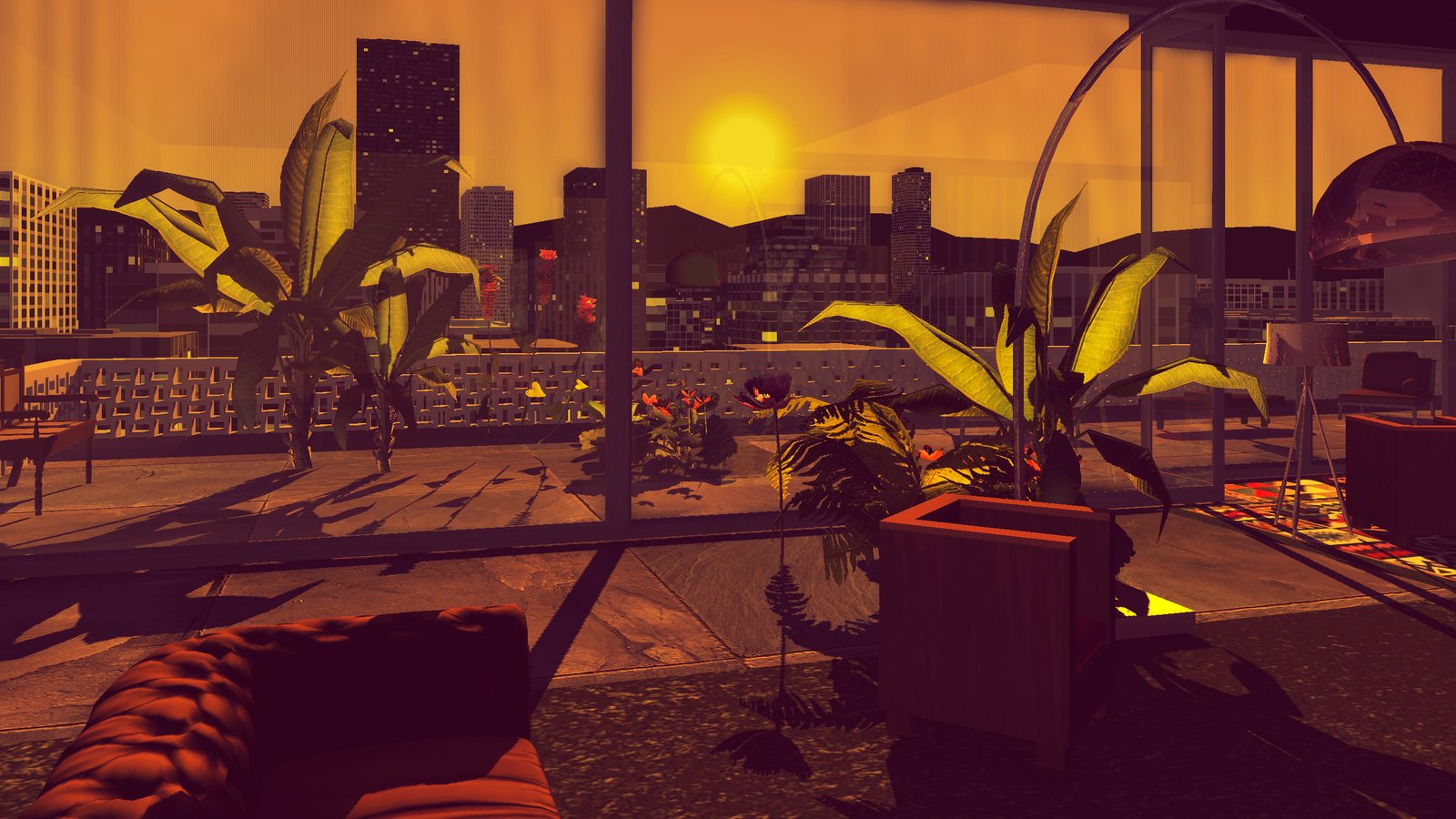 A cinematic still from one of Harvey’s game works.
